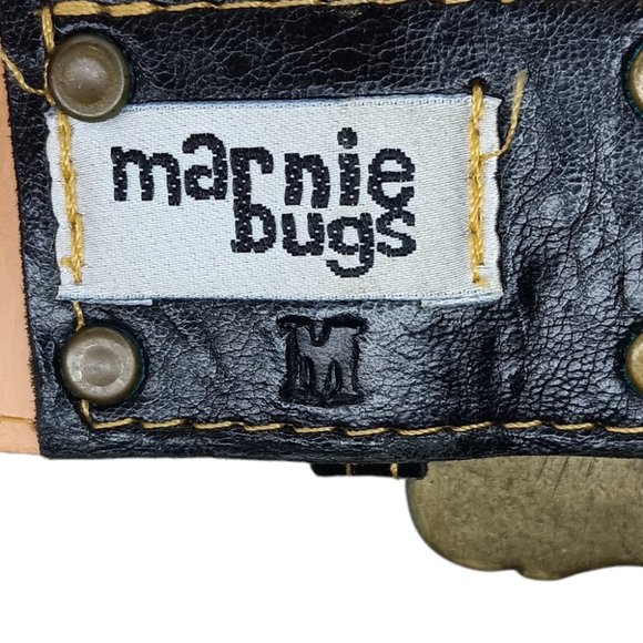 Black Leather Gold Buckle Belt Braid Detail by Marnie Bugs Belt - Picture 4 of 12